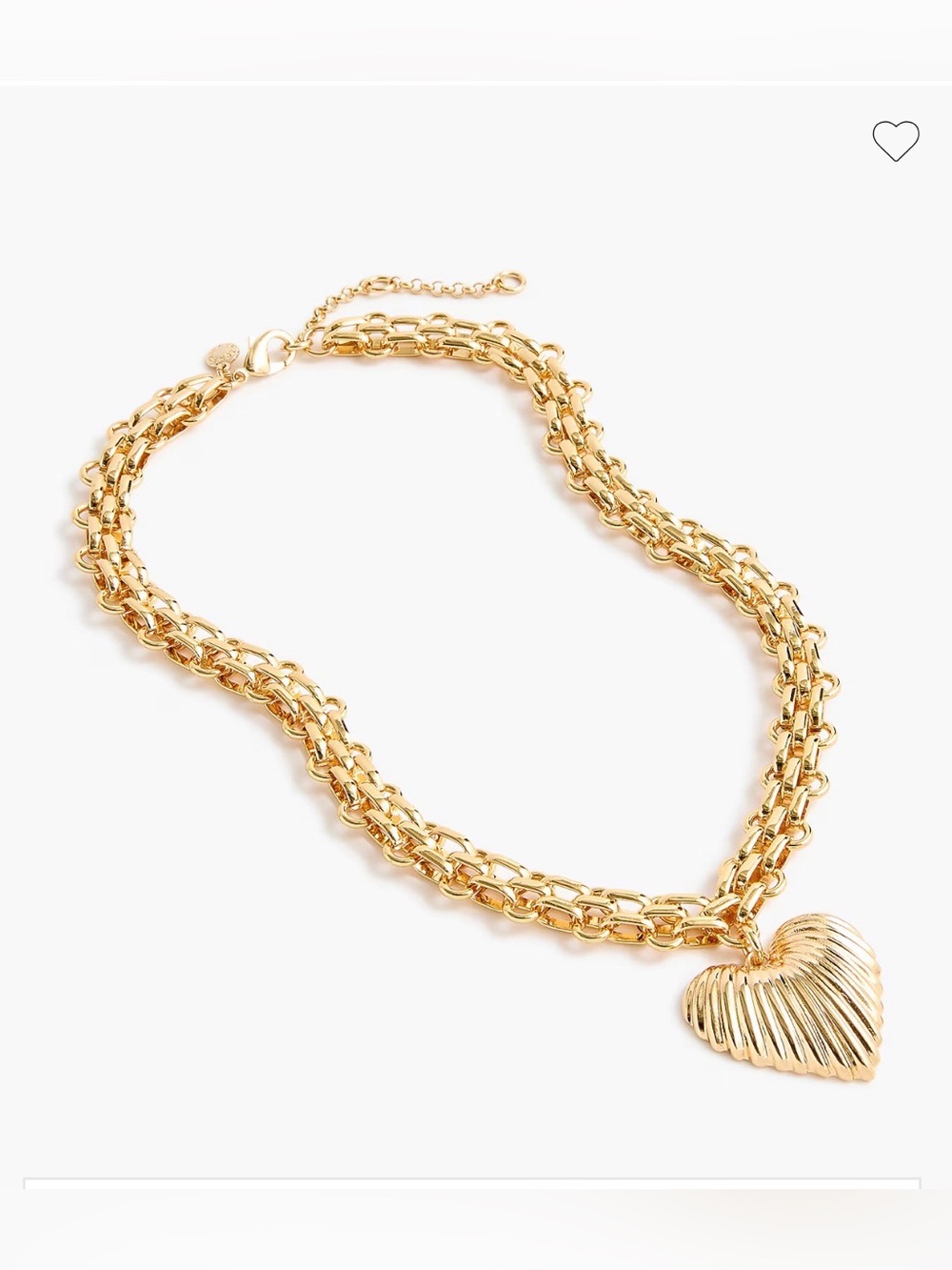 J Crew Gold Heart pendant chain necklace chunky New